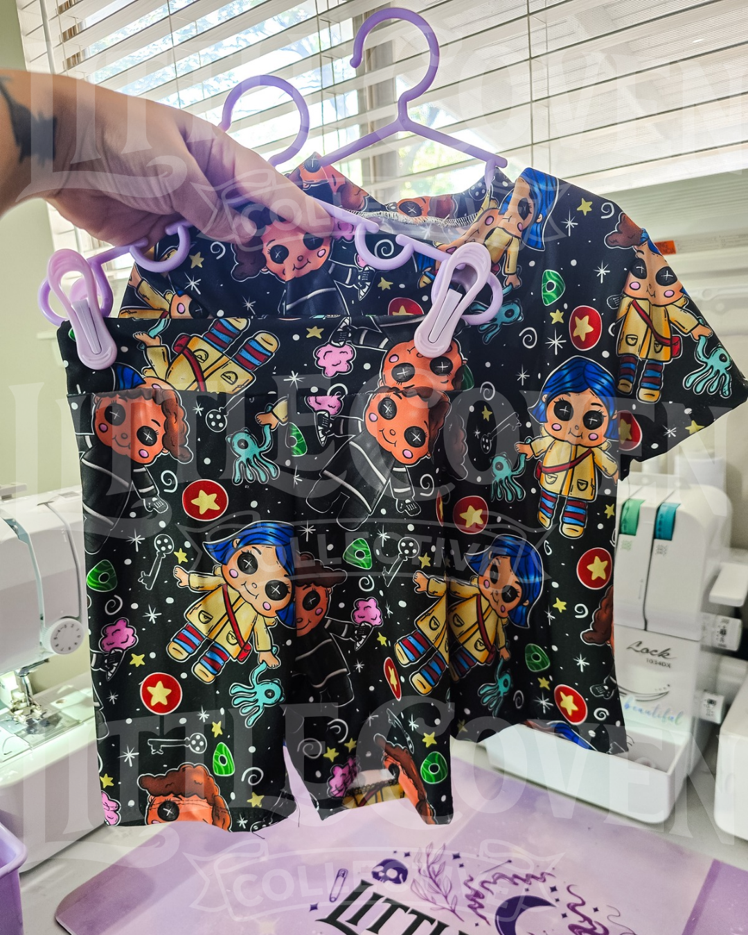 Button Doll Biker Set | Handmade Set | Biker Shorts | Lounge Tee | Character Inspired | Kids Sets