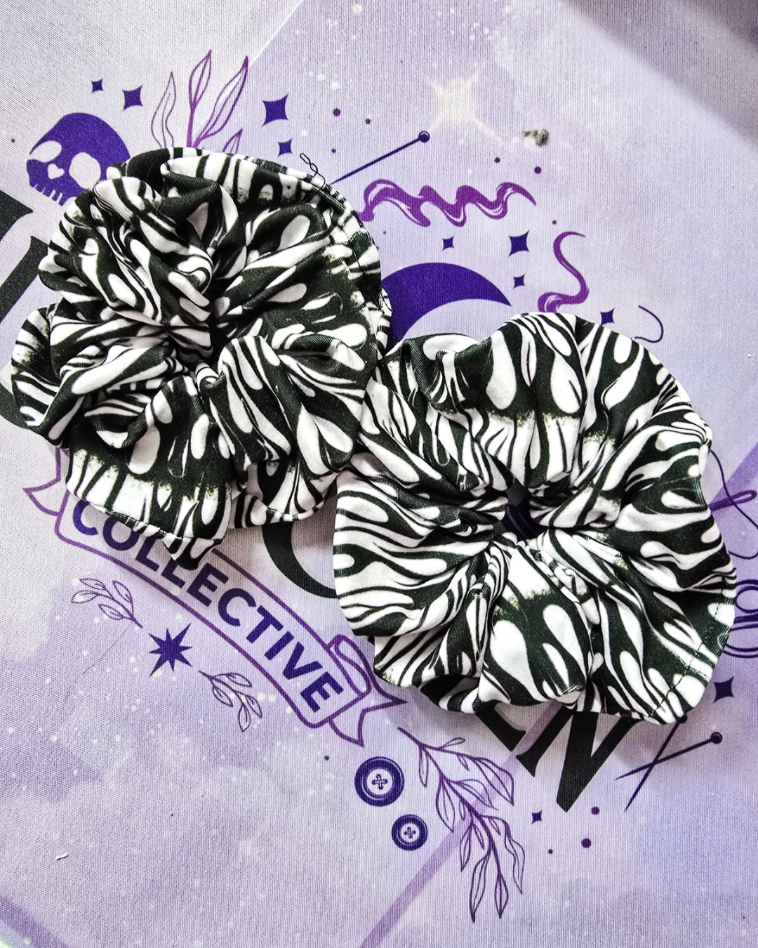 Black & White Flame Scrunchie | Classic Size| Accessories|