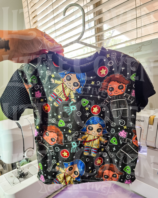 Button Doll Tee | Handmade Tee |T-Shirt | Character Inspired | Kids Tops