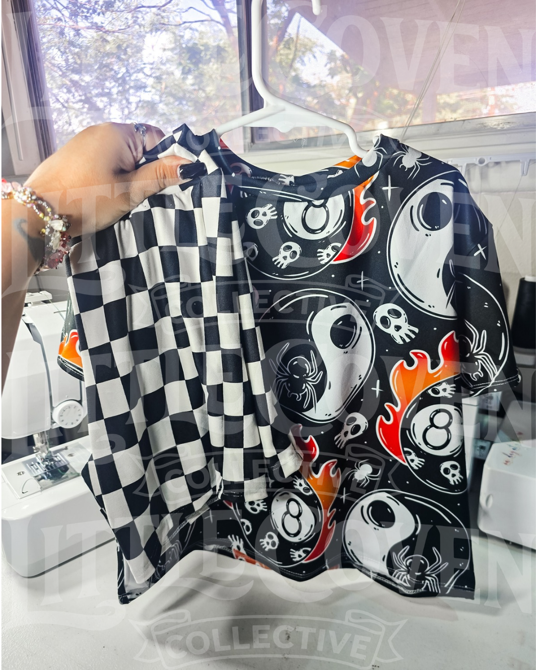 Eightball Lounge Set | Handmade Set | Checker Shorts | Alt Inspired | Kids Clothing