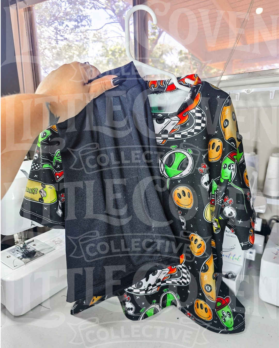 Alien Lounge Set | Handmade Set | Black Shorts | Alt Inspired | Kids Clothing