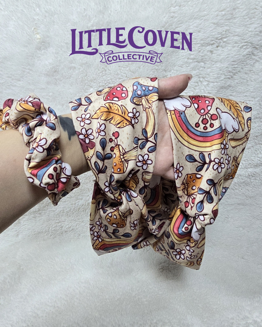 Rainbow & Mushie Headband & Scrunchie | Handmade Hair Accessories| Hair Accessories| Whimsical Inspired | Rainbow